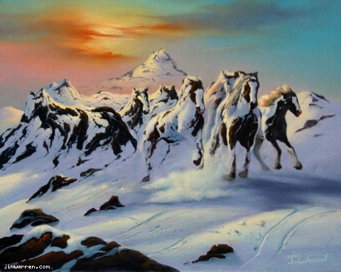 Джим Уоррен. Лошади в снегу.